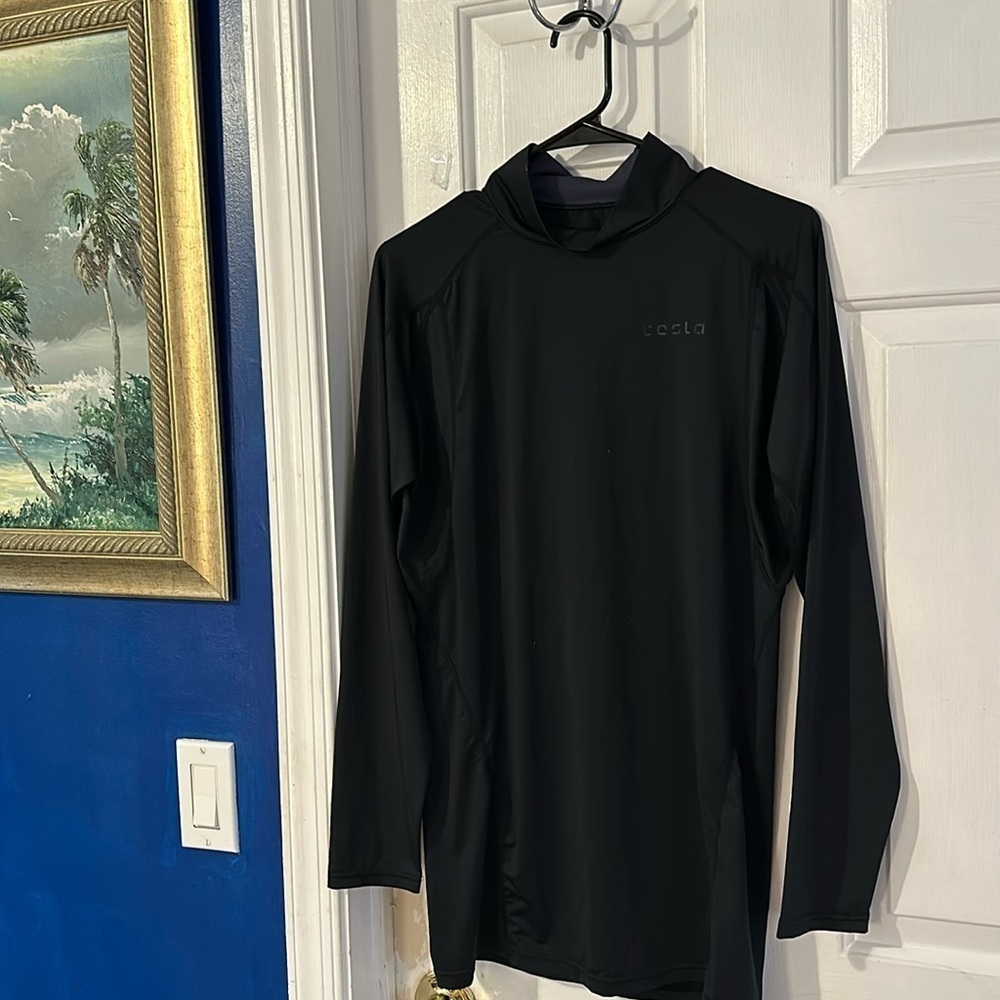 NWOT Men’s Tesla Black Polyester Blend Long Sleeve Mock-neck Pullover Top 2XL